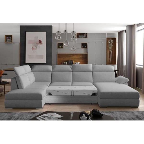 Светлосив разтегателен ъглов диван (ляв ъгъл U форма) Evanell – ELTAP-image-2