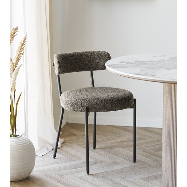 Кафяв тапициран трапезен стол Badalona – House Nordic-image-1