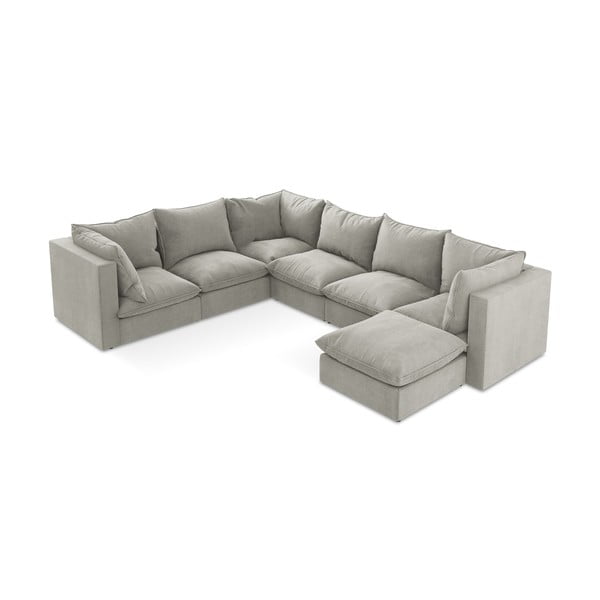Светлосив ъглов диван (ляв ъгъл/U форма) Manao – Makamii-image-1