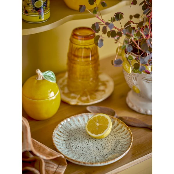 Синя/бежова глинена чиния за сервиране ø 17 cm Fleur – Bloomingville-image-1