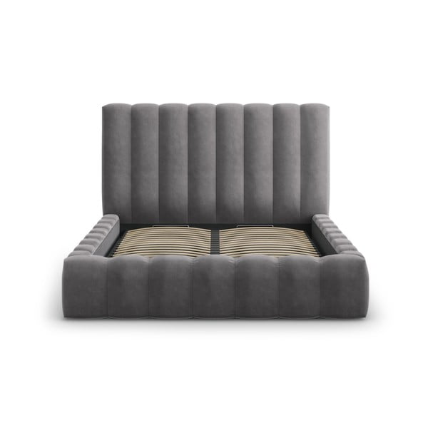 Сиво тапицирано двойно легло с място за съхранение 200x200 cm Kelp - Micadoni Home-image-2