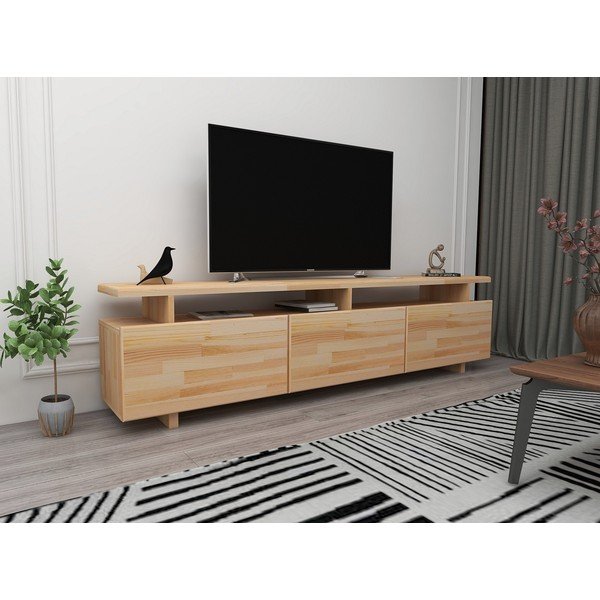 Масичка за телевизор от борова дървесина в естествен цвят 174x52 cm Natural - Kalune Design-image-1