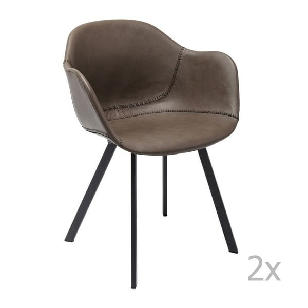 Sada 2 hnědých židlí s nohami z kovu Kare Design