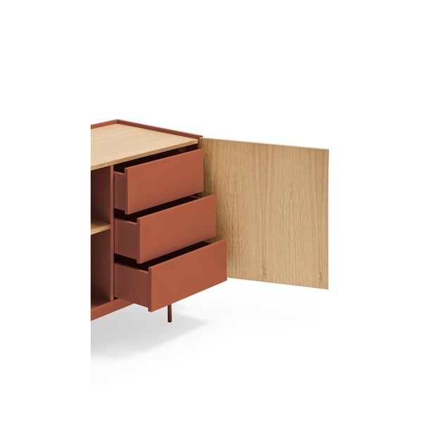 Нисък скрин в цвят тухла и естествен дъб 130x78 cm Otto - Teulat-image-4