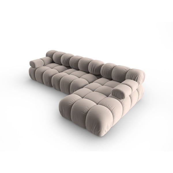 Светлокафяв кадифен модулен ъглов диван (десен ъгъл) Bellis – Micadoni -image-4