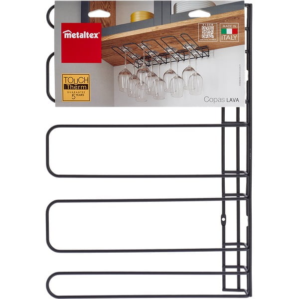 Черен държач за вино, монтиран на стената Wine Glass - Metaltex-image-4