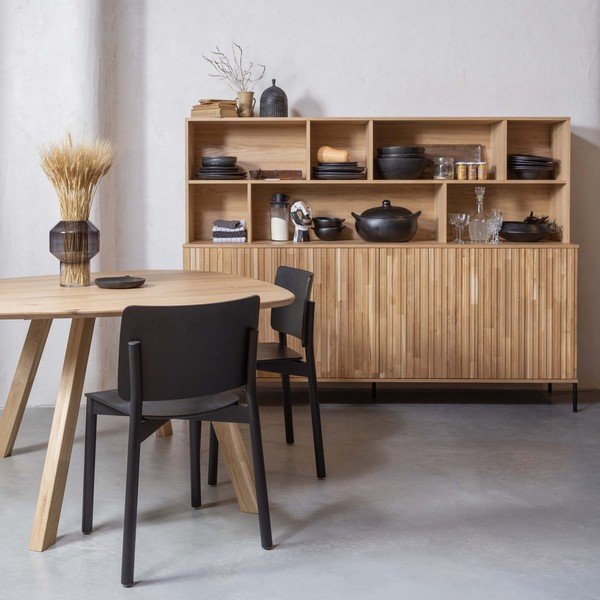 Библиотека от декор от дъб  в естествен цвят 200x150x44 cm Gravure – WOOOD-image-1