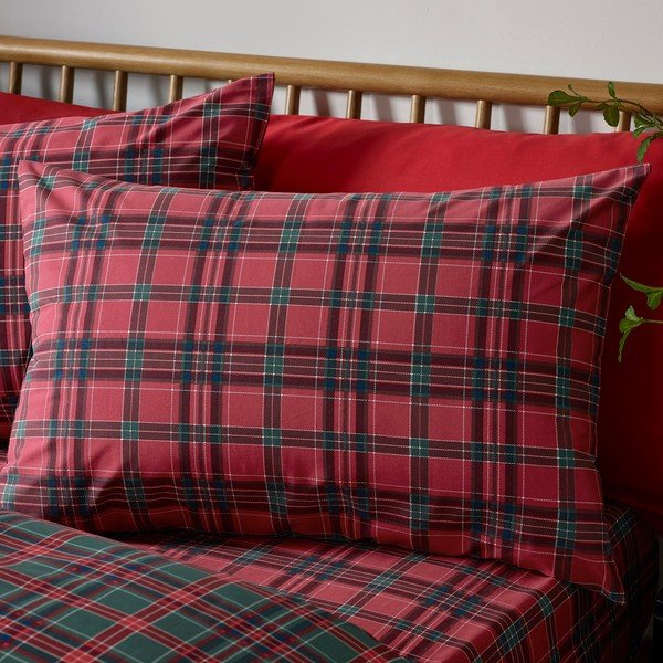 Червено/тъмнозелено единично  спално бельо 135x200 cm Tartan Check – Catherine Lansfield-image-3