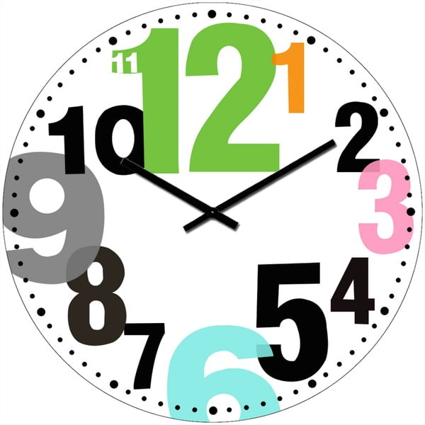 Стъклен часовник Цветни цифри, 34 cm - Postershop