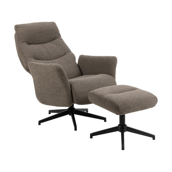 Сиво-кафяв фотьойл за релаксация от плат букле London – Actona-image-3