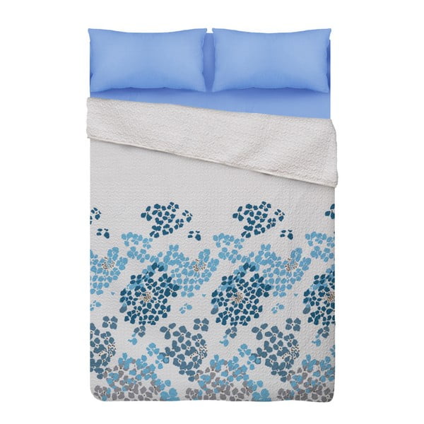 Modro-bílý přehoz přes postel z mikrovlákna Unimasa, 235 x 260 cm