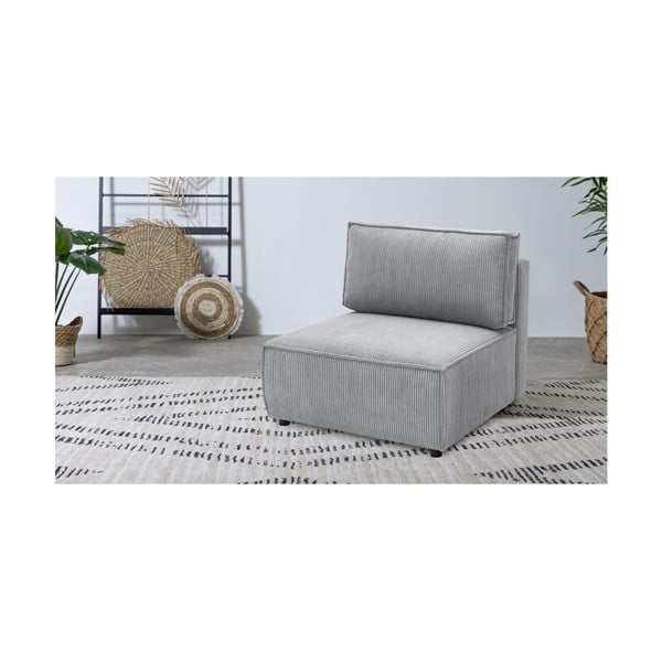 Светлосив модул за диван от велур, централна част Nihad modular - Bobochic Paris-image-1