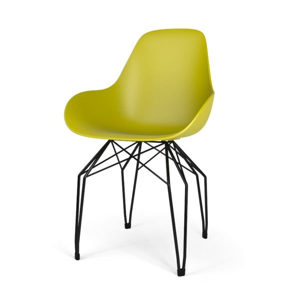 Žlutá židle s černým podnožím Kubikoff Diamond