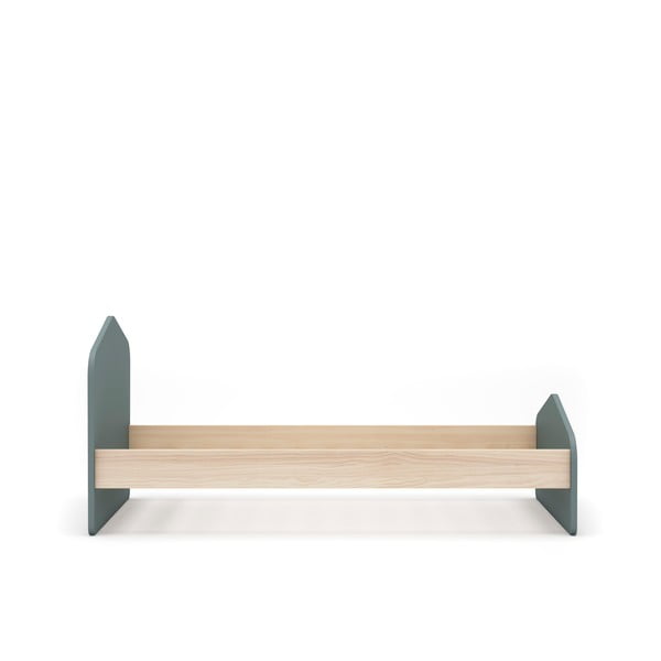 Детско легло 90x190 cm от декор от бор с включена подматрачна рамка в естествен цвят/сиво-зелено Estefania – Marckeric-image-2