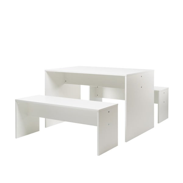 Set bílého jídelního stolu a 2 lavic Intertrade Berlin, 118 x 78 cm
