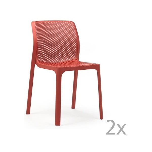 Sada 2 červených zahradních židlí Nardi Bit