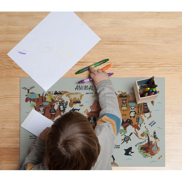 Подложка за маса , 55 x 35 cm Animals Worldmap - Really Nice Things-image-1