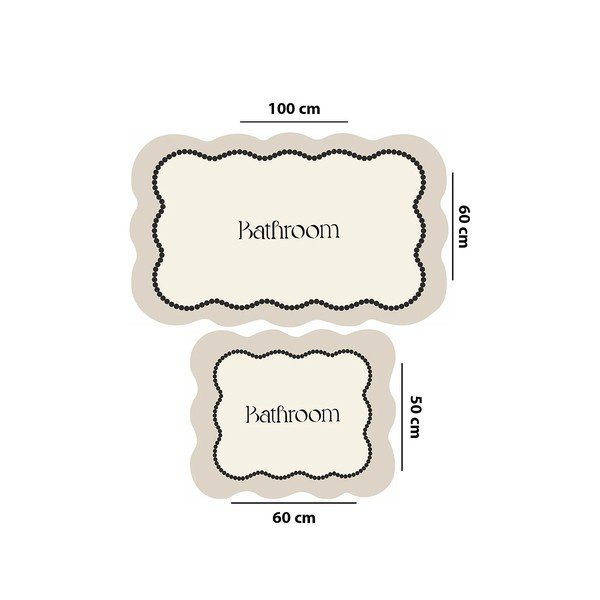 Кремави килими за баня в комплект 2 бр. 60x100 cm Bounde – Foutastic-image-2