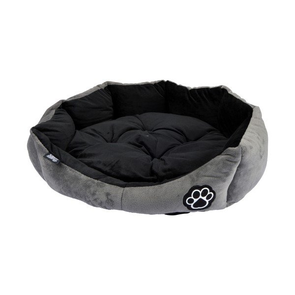 Сиво велурено легло за домашни любимци за куче ø 50 cm Flakes – Love Story