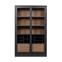 Витрина от масивен бор с плъзгащи се врати в черен и естествен цвят 125x200 cm James – WOOOD