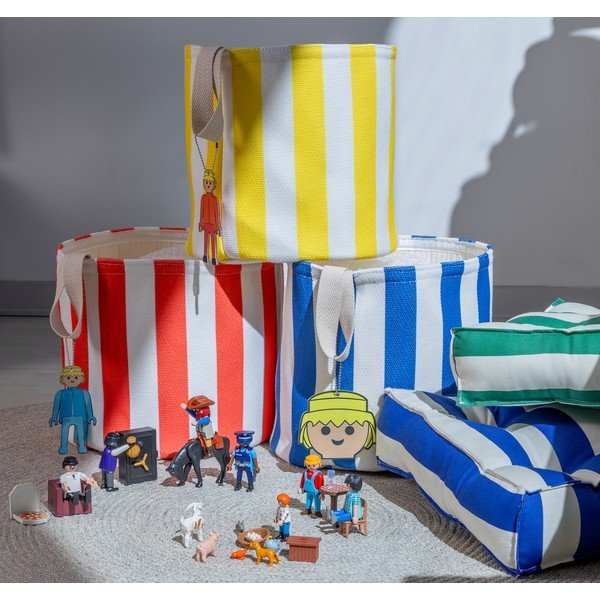 Червена текстилна детска кошница за играчки ø 30x28 cm Stripes – Playmobil-image-1