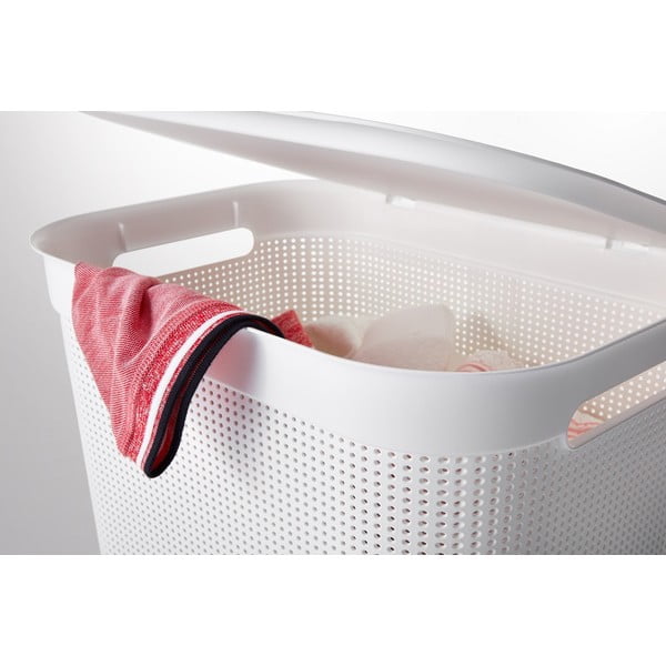 Бял пластмасов кош за пране 50 л Brisen - Rotho-image-4