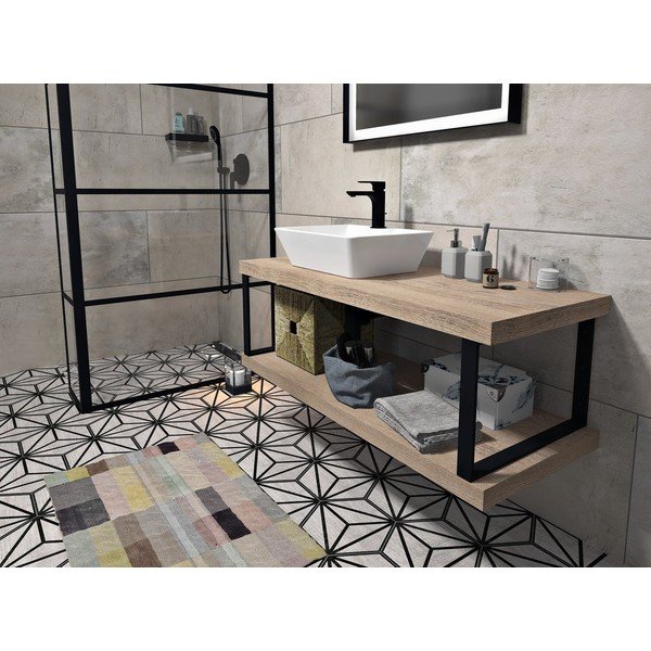 Черна стоманена поставка за плот 49x4 cm – Sapho-image-1