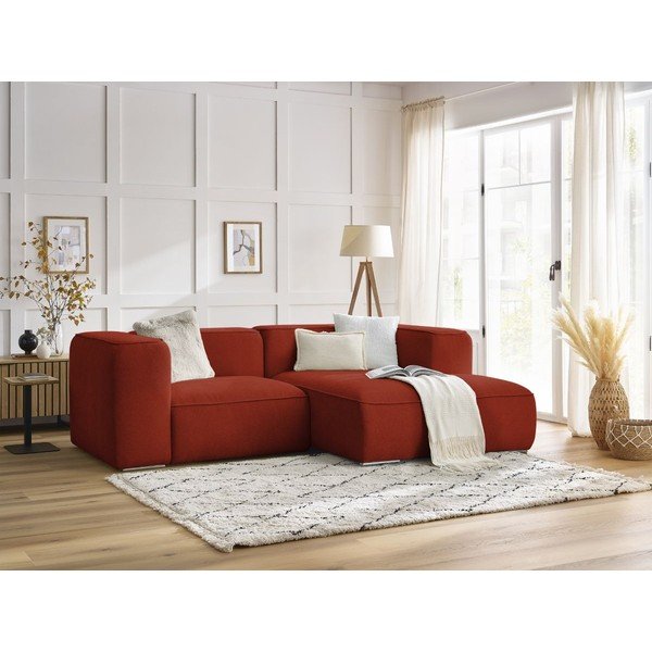 Ъглов диван от букле в тухлен цвят (десен ъгъл) Zephyr – Bobochic Paris-image-1