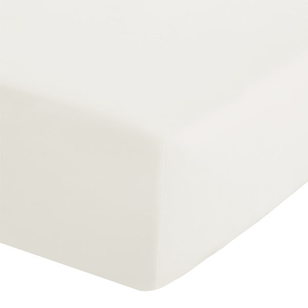 Кремав еластичен чаршаф от перкал 90x190 cm Easy Iron Percale – Catherine Lansfield