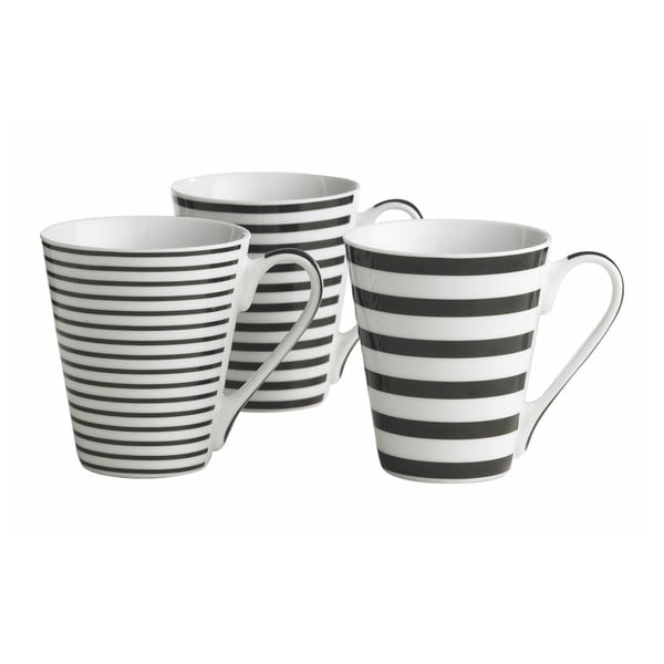 Комплект от 3 чаши с ивици Stripes, 300 ml - KJ Collection