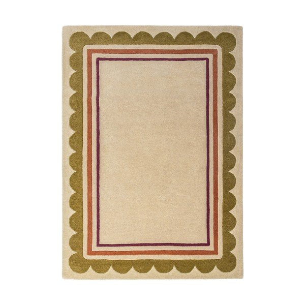 Ръчно изработен вълнен килим в естествен цвят 160x230 cm Lois – Flair Rugs