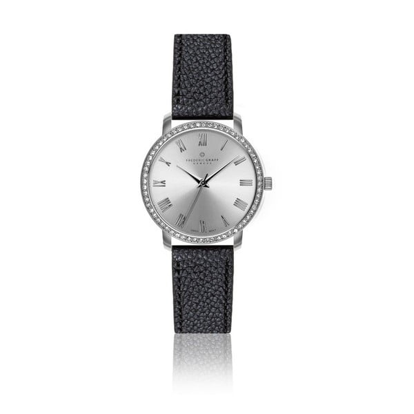 Дамски часовник с черна каишка от естествена кожа Lychee - Frederic Graff