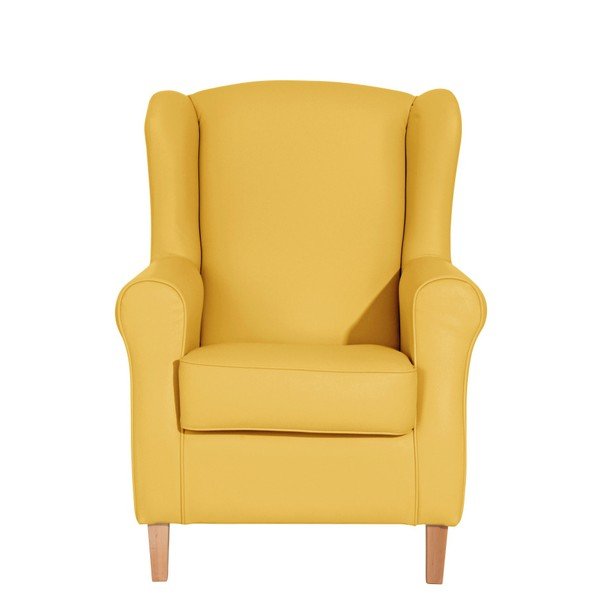 Žluté křeslo ušák z imitace kůže Max Winzer Lorris Corn-image-2