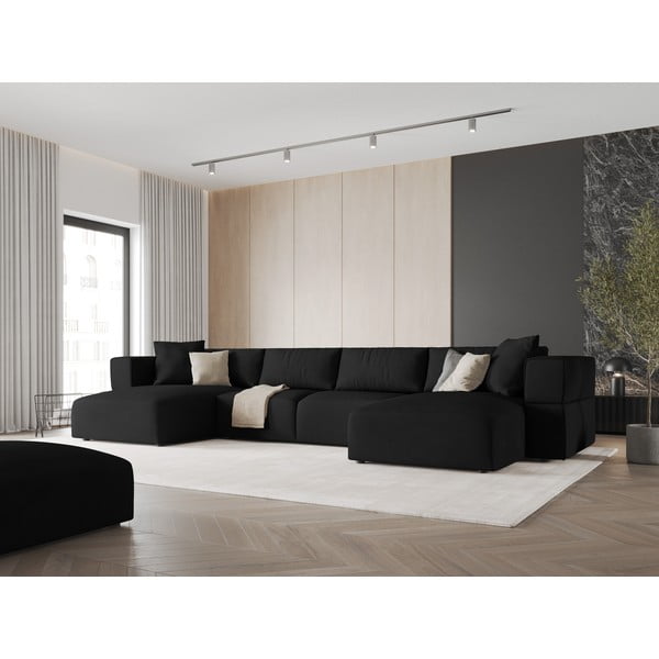 Черен ъглов U-образен диван Esther – Milo Casa-image-1