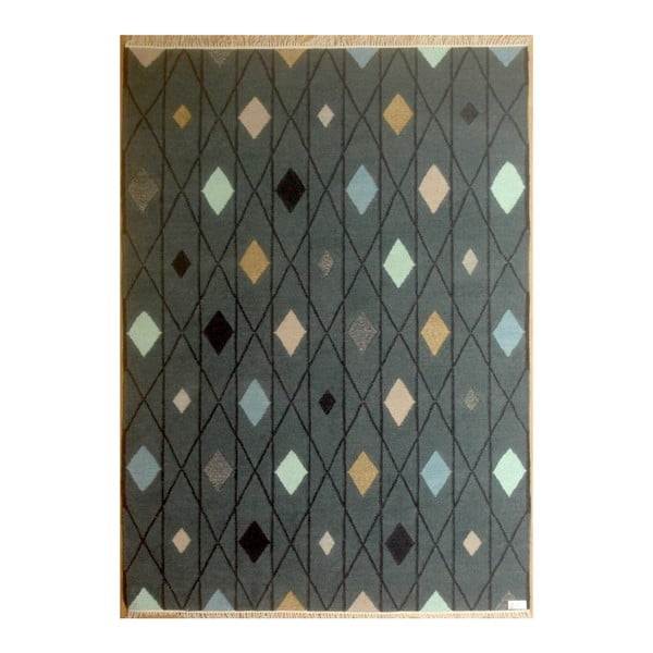 Tmavě šedý ručně tkaný vlněný koberec Linie Design, 140 x 200 cm