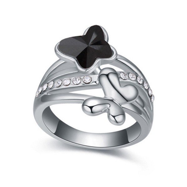 Пръстен с кристали Swarovski Empathy Nera, размер 52 - Gold Silver made with Crystals from Swarovski®