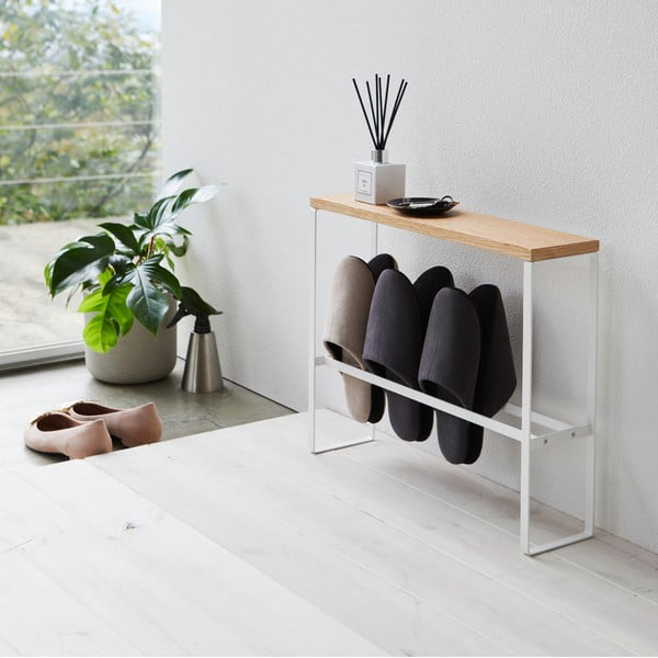 Метална поставка за чехли в бял и естествен цвят Tower - YAMAZAKI-image-1