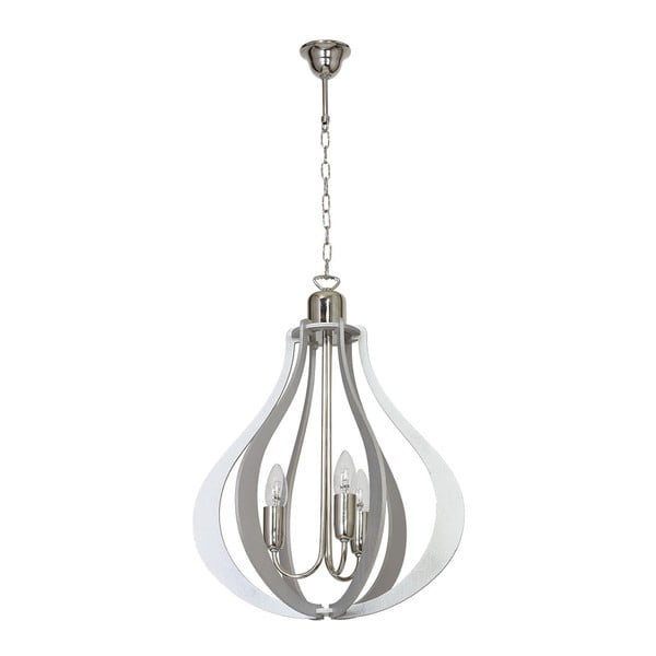 Сива лампа за таван с дървени детайли Jura Owal Light Grey Chrome Tres - Glimte