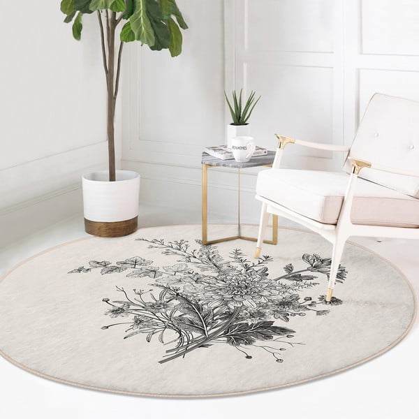 Кремав кръгъл килим подходящ за пране и за прахосмукачки роботи ø 80 cm Comfort – Mila Home-image-1