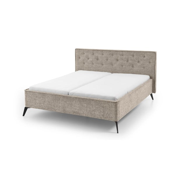 Бежово двойно легло 180x200 cm тапицирано без ламелно дъно Alicante – Meise Möbel