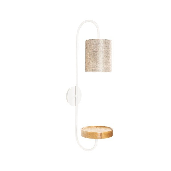 Bílé kovové nástěnné svítidlo s krémovým stínidlem Opviq lights Marylena