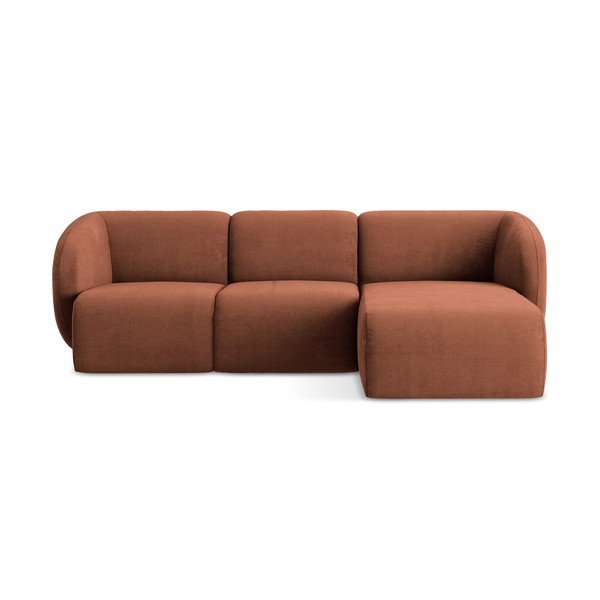 Теракотен шенилов ъглов диван (десен ъгъл) Lani – Makamii