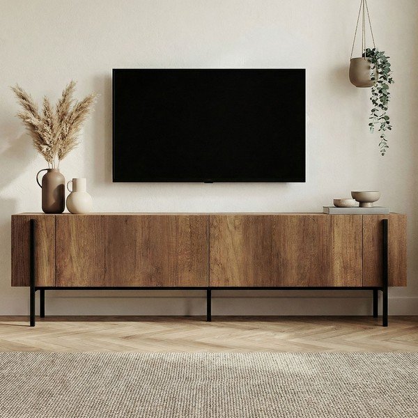 Маса за телевизор от декор от орех в тъмно естествен цвят 180x45x30 cm Nexus – Kalune Design-image-3