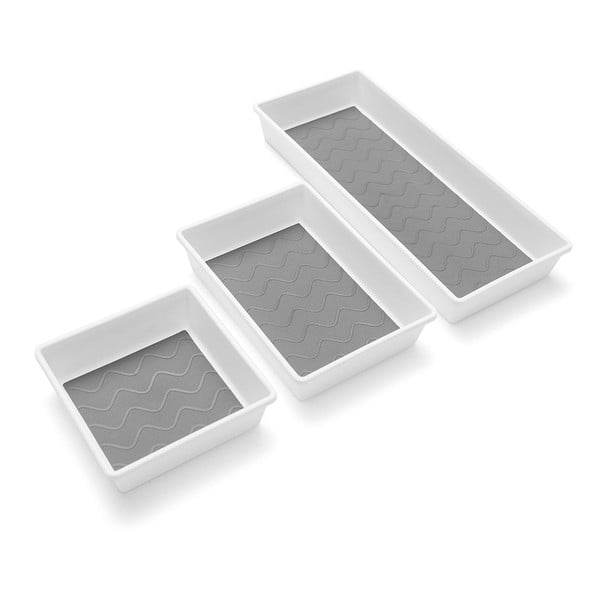 Комплект от 3 сиви и бели отделения с противоплъзгащо покритие - Addis-image-4