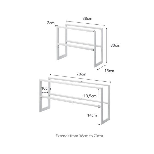 Бяла метална телескопична стойка за обувки Line - YAMAZAKI-image-3