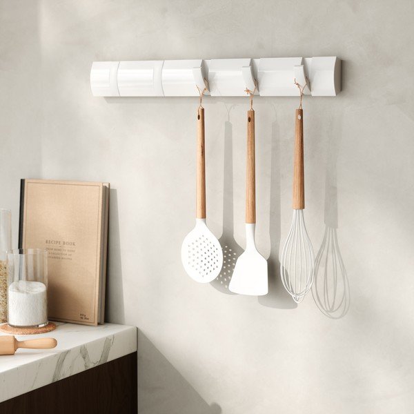 Стенна закачалка от масивен бор в матово бял цвят 51 cm Flip – Umbra-image-2