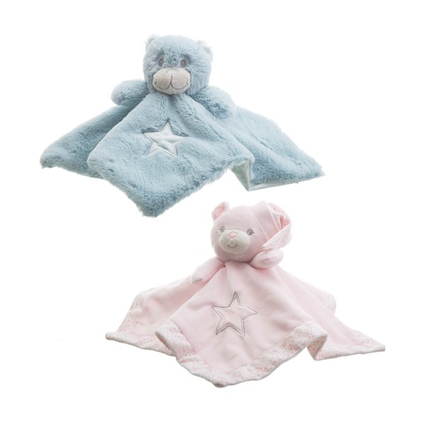 Комплект от 2 бебешки одеяла за гушкане с плюшени животни Unimasa Bears, 30 x 30 cm - Casa Selección