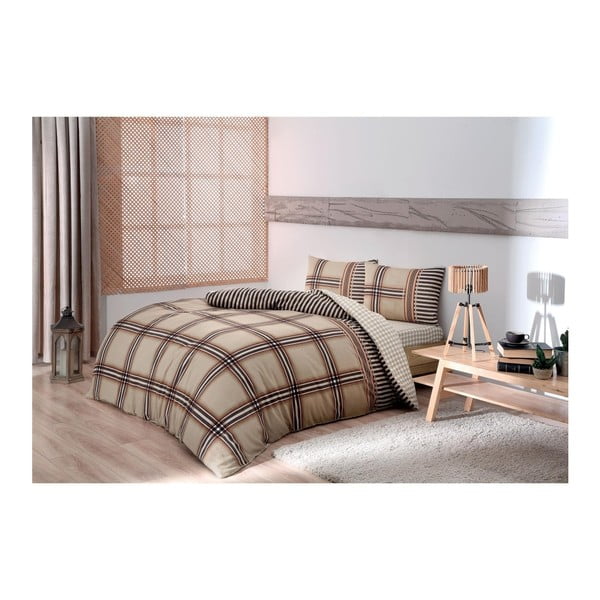 Avita Памучно спално бельо от фланела с чаршаф за единично легло, 160 x 220 cm - Taç