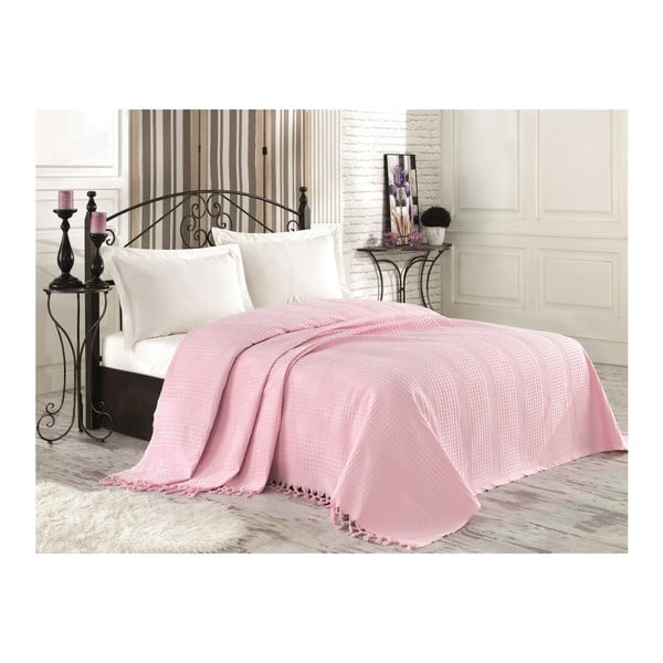Розова памучна покривка за двойно легло Clemence, 220 x 240 cm Somon - Mijolnir