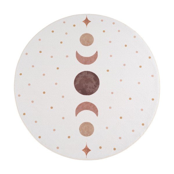 Кремав детски килим подходящ за пране ø120 cm Coco 1136 – Ayyildiz Carpets